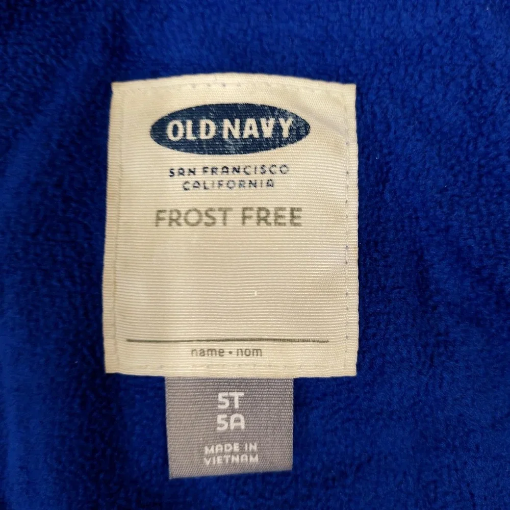 Old Navy Frost Free Black Puffer Jacket Blue Lining Hooded Coat Boys 5T